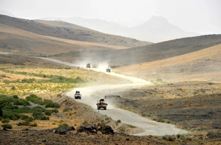 Convoi militaire de l'Armée nationale afghane dans le district de Shah Wali Kot dans la province de Kandahar, le 23 mai 2017