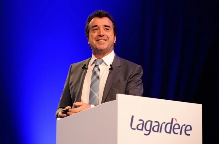 Le PDG du groupe Lagardère Arnaud Lagardère à Paris le 3 mai 2016