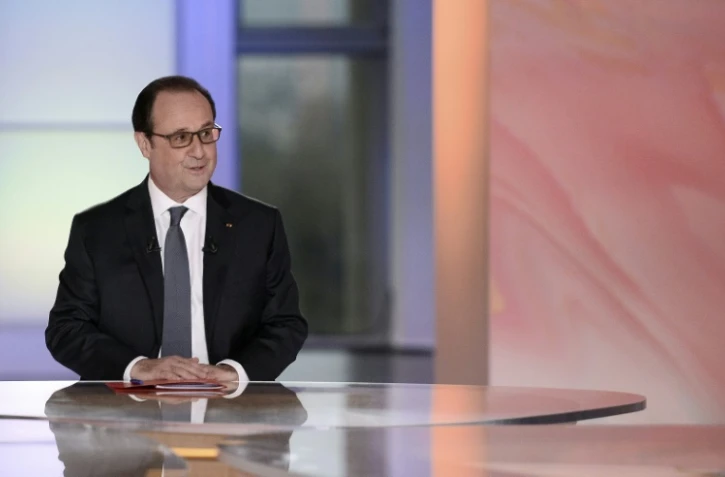 François Hollande lors de sa prestation télévisée sur France 2, le 14 avril 2016 à Paris