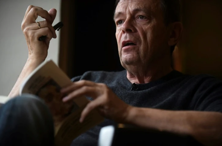 Pierre Lemaitre lors d'un entretien avec l'AFP à Bogota, le 28 avril 2017