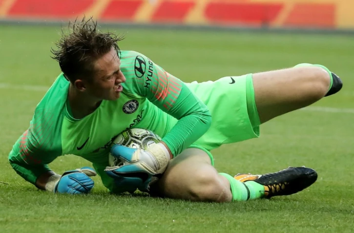 Marcin Bulka alors gardien de but de Chelsea lors du match amical face à l'Inter Milan à Nice le 28 juillet 2018