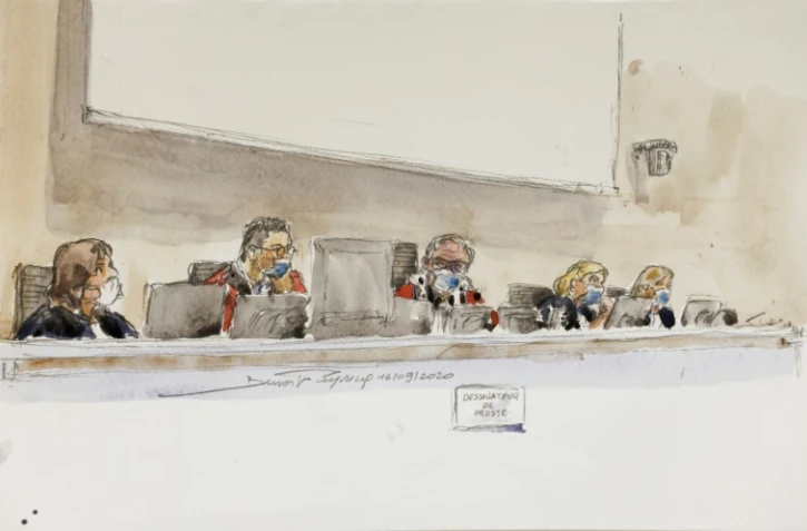 La cour au Tribunal de Paris lors du procès des attentats de janvier 2015, le 16 septembre 2020