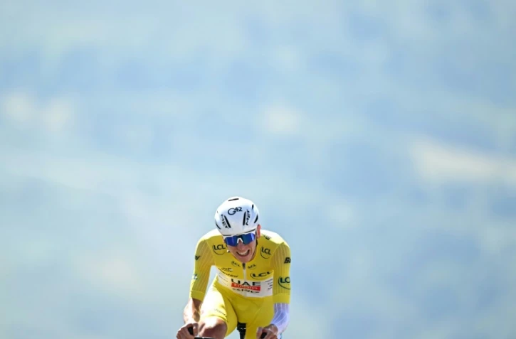 Tadej Pogacar (UAE) sur le Tour de France à Peyragudes le 18 juillet 2025.