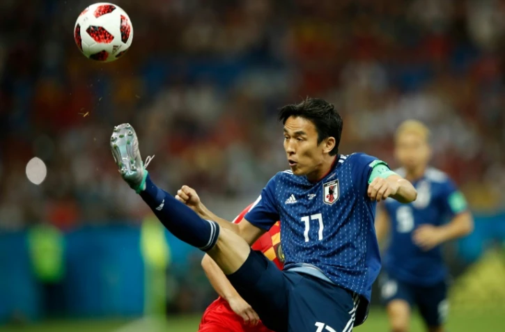 Le milieu défensif japonais Makoto Hasebe lors du 8e de finale du Mondial face à la Belgique, à Rostov-On-Don, le 2 juillet 2018