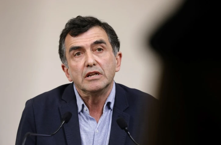 L'épidémiologiste Arnaud Fontanet et membre du Conseil scientifique lors d'une conférence de presse à Paris le 28 mars 2020