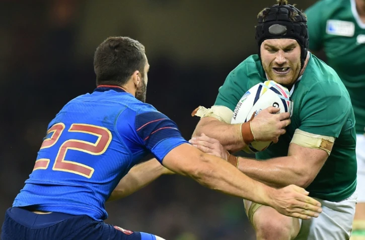 L'Irlandais Sean O'Brien (d) lors du match contre la France, le 11 octobre 2015 à Cardiff
