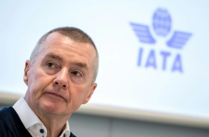 Le directeur général de l'Iata (Association internationale du transport aérien), Willie Walsh, lors d'une "journée presse" au siège de son organisation à Genève (Suisse), le 6 décembre 2023