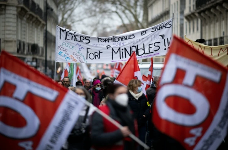 Manifestation interprofessionnelle pour la hausse des salaires et l'emploi, à Nantes le 27 janvier 2022