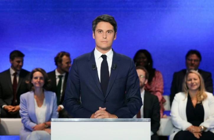 Le Premier ministre Gabriel Attal avant le débat télévisé sur TF1 à Boulogne-Billancourt, le 25 juin 2024