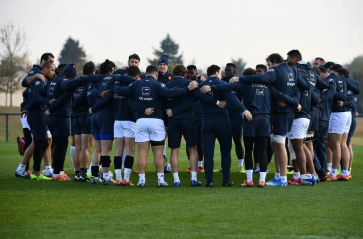 Le XV de France regroupé avant une séance d'entraînement au centre de Marcoussis, le 9 novembre 2018 en vue des tests contre l'Afrique du Sud et l'Argentine