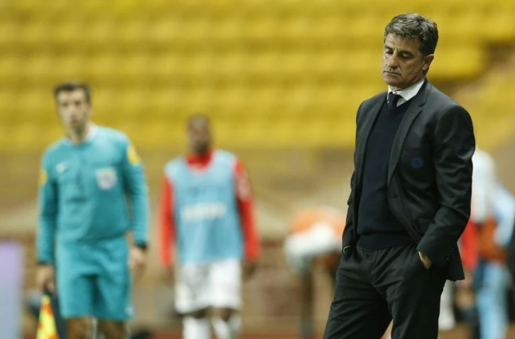 Michel, l'entraîneur de Marseille, lors du match à Monaco, le 17 avril 2016 au stade Louis II
