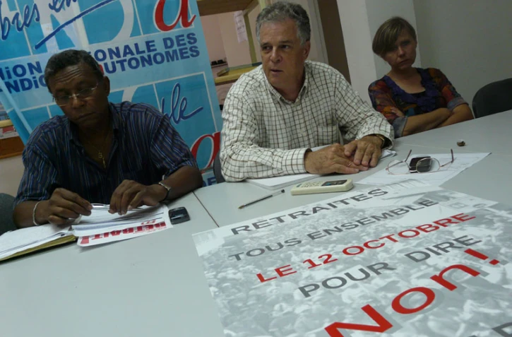 Vendredi 8 octobre 2010: Conférence de presse de l'intersyndicale (photo: Mounice Najafaly)