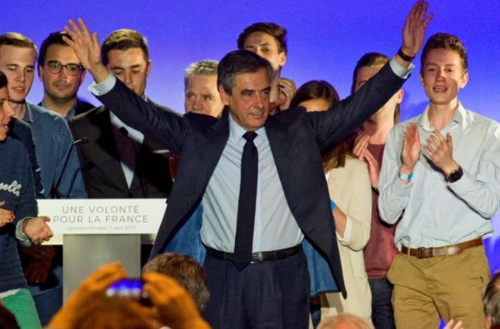 Francois Fillon, lors d'un meeting Ă Cournon-d'Auvergne, le 7 avril 2017