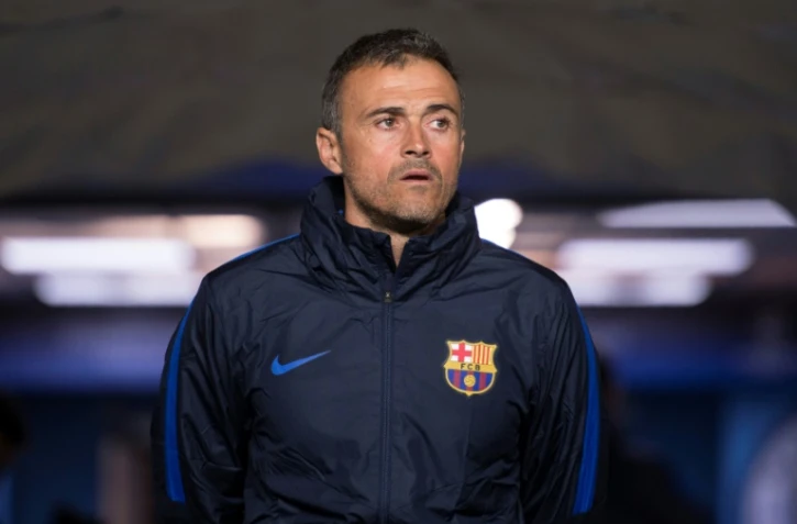 Le technicien de Barcelone Luis Enrique lors d'une séance d'entraînement à l'Eithad Stadium, le 31 octobre 2016 