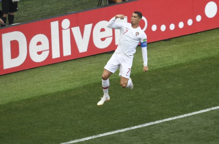 L'attaquant portugais Cristiano Ronaldo après son but contre le Maroc lors du Mondial, le 20 juin 2018 à Moscou
