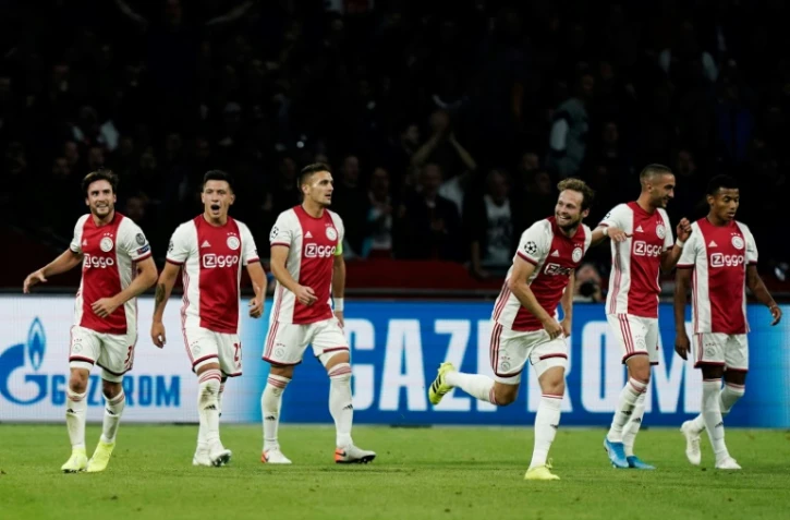 Les joueurs de l'Ajax lors de la victoire sur Lille 3-0 Ă Amsterdam en Ligue des champions le 17 septembre 2019