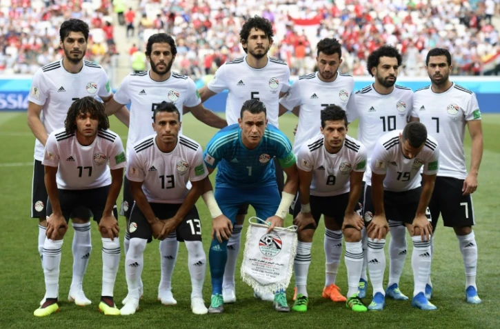 L'équipe d'Egypte avant un match contre l'Arabie saoudite lors du Mondial, le 25 juin 2018 à Volgograd