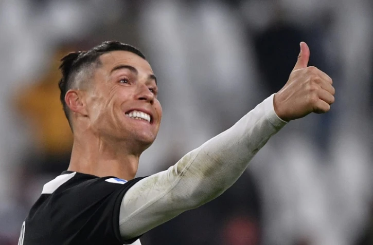 Cristiano Ronaldo, heureux après avoir marqué avec la Juve contre Cagliari, le 6 janvier 2020 au Juventus stadium à Turin en Italie.