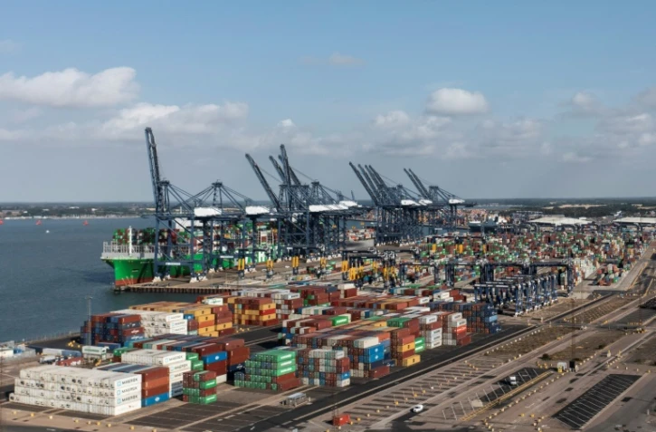 Le port de Felixstowe lors d'une grève des dockers, le 22 août 2022 au Royaume-Uni