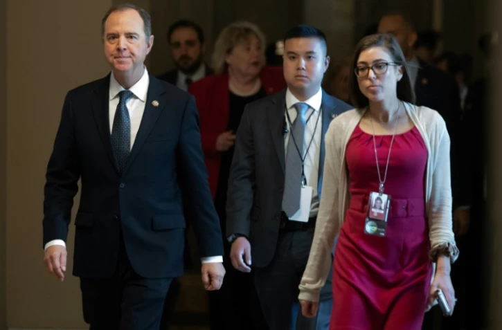Adam Schiff arrive au Sénat, le 22 janvier 2020 à Washington, pour porter l'accusation au procès en destitution de Donald Trump
