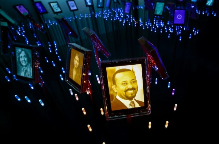 Un portrait du Premier ministre éthiopien Abiy Ahmed, Nobel de la paix, le 11 octobre 2019 à Oslo, en Norvège