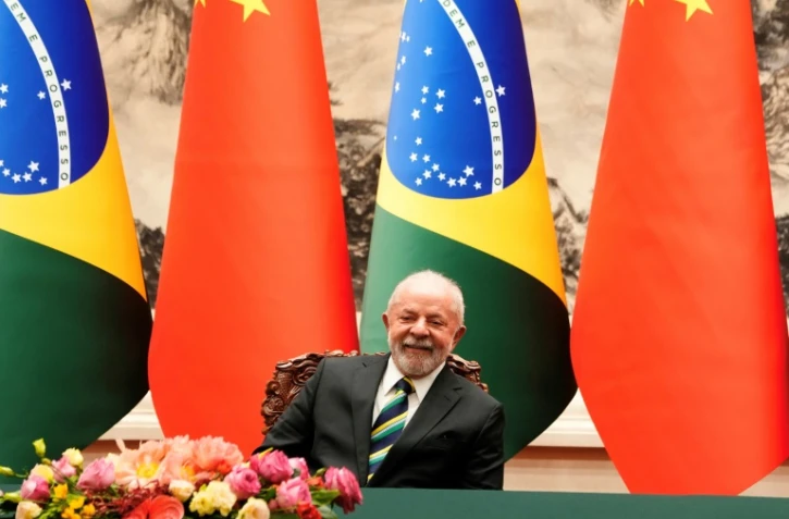 Le président brésilien Luiz Inacio Lula da Silva à Pékin, le 14 avril 2023
