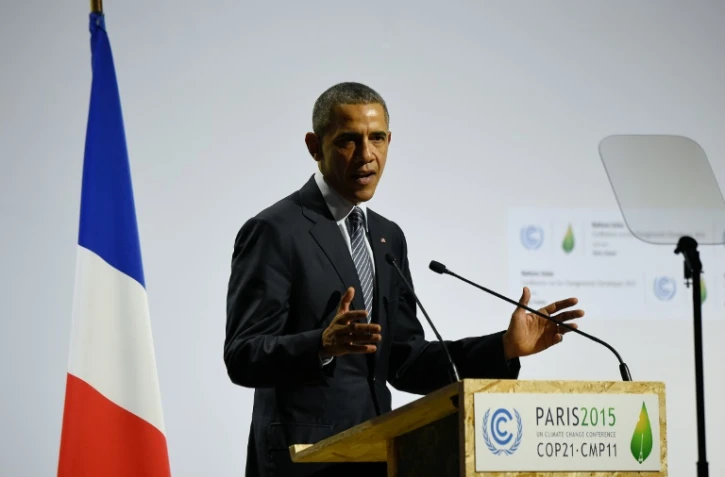 Le président américain Barack Obama lors de la conférence mondiale sur le climat de Paris, le 30 novembre 2015