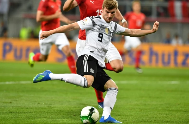 L'attaquant allemand Timo Werner lors d'un amical face aux Autrichiens, à Klagenfurt en Autriche, le 2 juin 2018