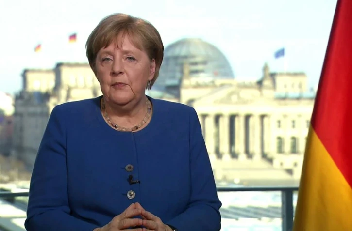 Capture d'écran de l'allocution télévisée d'Angela Merkel sur la chaîne ARD, le 18 mars 2020