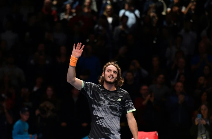 Stefanos Tsitsipas après son succès face à Roger Federer en demi-finales du Masters, le 16 novembre 2019 à Londres