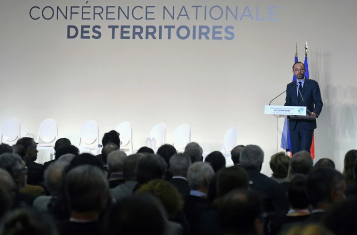 Edouard Philippe s'exprime lors de la deuxiÚme "conférence des territoires" à Cahors, le 14 décembre 2017