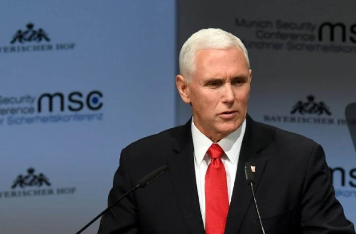 Le vice-président américain Mike Pence lors de la conférence de sécurité de Munich, le 16 février 2019 en Allemagne