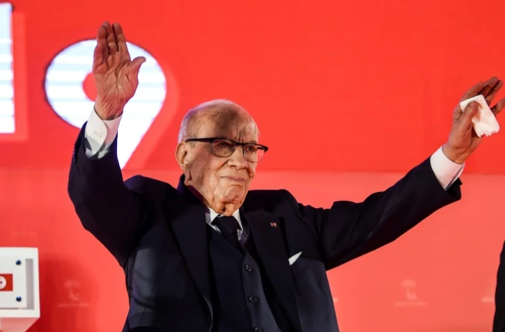 Le président tunisien Béji Caïd Essebsi lors d'une réunion du parti Nidaa Tounes, le 6 avril 2019 à Monastir, à environ 160 km au sud de Tunis
