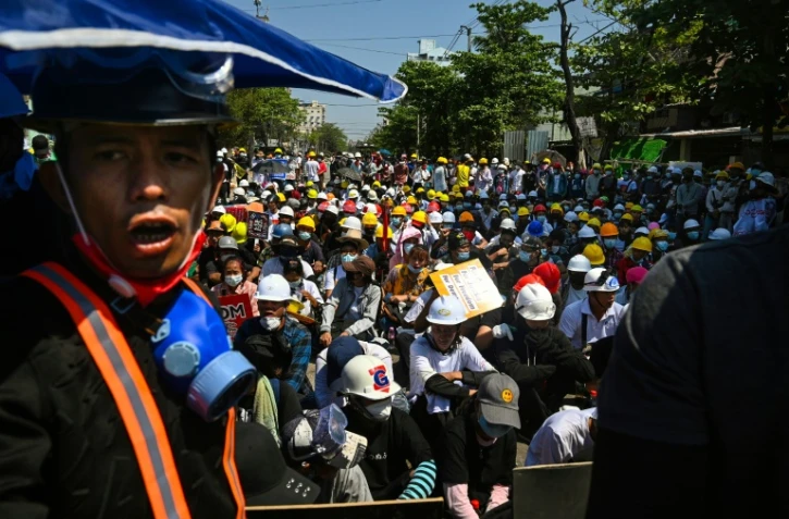 Manifestants pro-démocratie à Rangoun, le 4 mars 2021