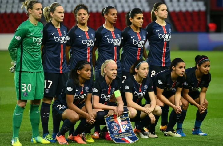 Les Parisiennes avant leur demi-finale retour de Ligue des champions contre Lyon, le 2 mai 2016 au Parc des Princes