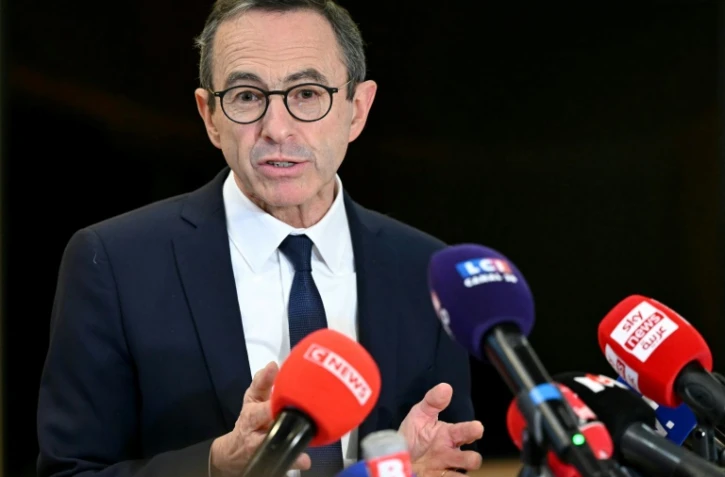 Bruno Retailleau, ministre de l'Intérieur, lors d'une conférence de presse sur l'admission exceptionnelle au séjour des migrants, Versailles, le 24 janvier 2025