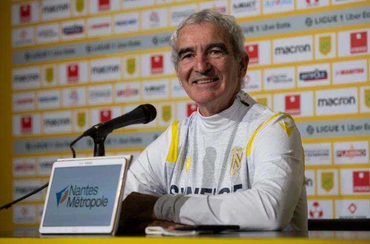 Le nouvel entraîneur du FC Nantes, Raymond Domenech, lors de sa conférence de presse après sa nomination, le 31 décembre 2020 àLa Beaujoire