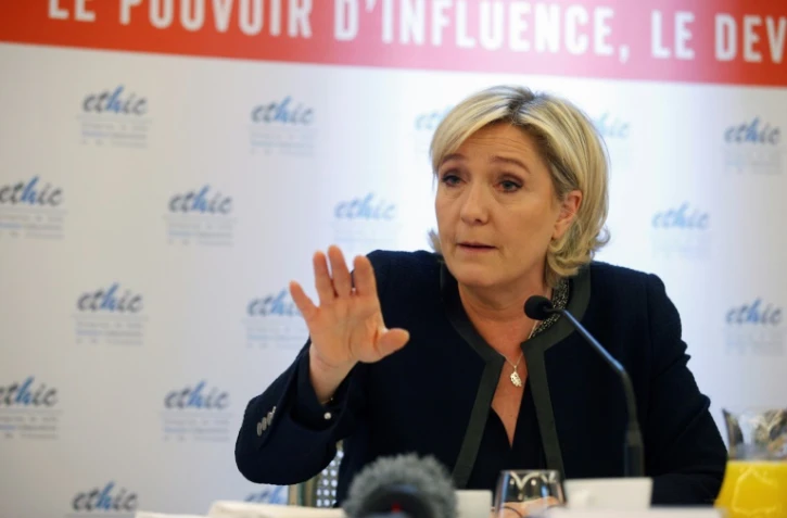 Marine Le Pen, candidate Front national à la présidentielle, lors d'un débat chez ETHIC (Entreprises de taille humaine, indépendantes et de croissance) à Paris, le 7 mars 2017