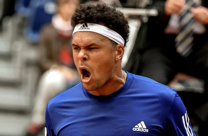 Jo-Wilfried Tsonga envoie la France en finale de la Coupe Davis en battant le Serbe Dusan Lajovic, le 17 septembre 2017 à Villeneuve-d'Ascq