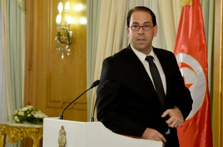 Le premier ministre tunisien Youssef Chahed pendant une conférence de presse de présentation de son nouveau gouvernement, le 20 août 2016 à Carthage