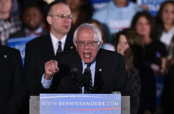 Le candidat à l'investiture démocrate Bernie Sanders lors d'un meeting à Concord, dans le New Hampshire, le 9 février 2016