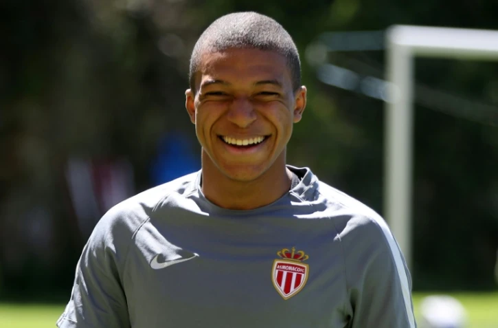 L'attaquant de Monaco Kylian Mbappe lors d'une séance d'entraînement à La Turbie, le 8 mai 2017 
