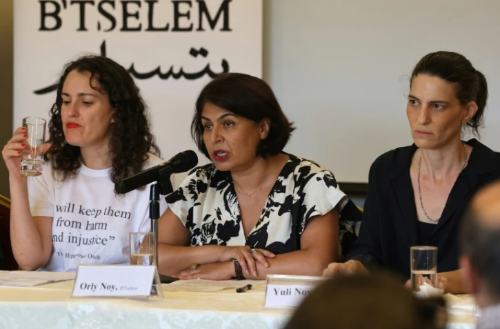 Conférence de presse, le 28 juillet 2025 à Jérusalem, de deux organisations israéliennes de défense des droits humains, B'Tselem et Physicians for Human Rights, qui affirment qu'Israël commet un "génocide" dans la bande de Gaza