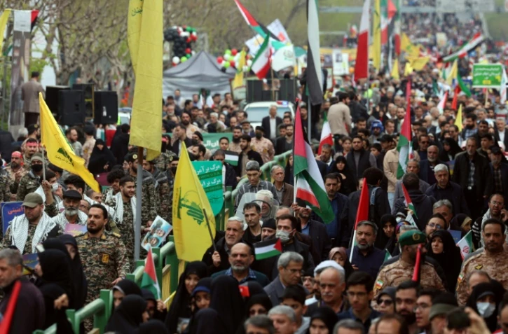 Rassemblement à l'occasion de la Journée d'Al-Qods (Jérusalem) à Téhéran, le 28 mars 2025 en Iran