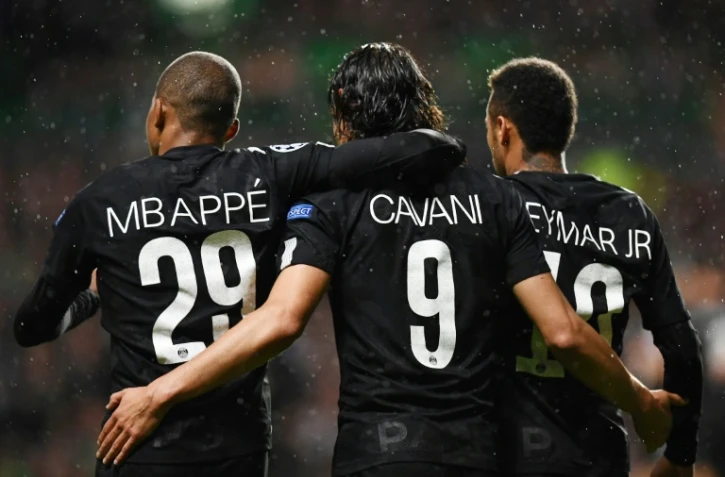 Les attaquants parisiens, Kyilian Mbappé, Edinson Cavani et Neymar Jr, ont surclassé le Celtic FC sur sa pelouse, le 12 septembre 2017 à Glasgow
