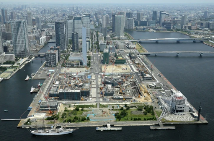 Vue aérienne du village olympique pour les JO de Tokyo-2020, le 21 juillet 2018  