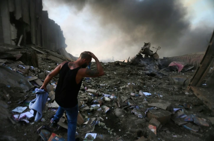 Photo d'archive prise le 4 août 2020 après l'explosion au port de Beyrouth, la capitale libanaise