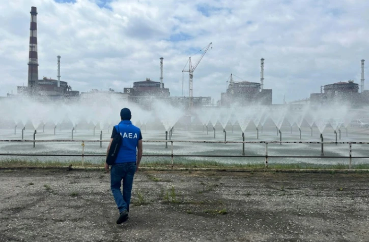 La centrale nucléaire de Zaporijjia, en Ukraine, lors d'une visite officielle de l'Agence internationale de l'énergie atomique (AIEA), le 15 juin 2023
