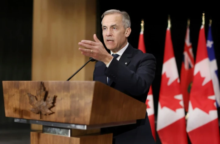 Mark Carney, Premier ministre du Canada, lors d'une conférence de presse à Ottawa, le 21 mars 2025 