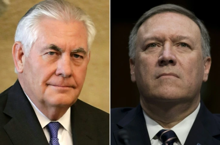 Montage photo réalisé le 13 mars 2018 montrant, à gauche, Rex Tillerson le 15 février 2018, et, à droite, Mike Pompeo le 12 janvier 2017